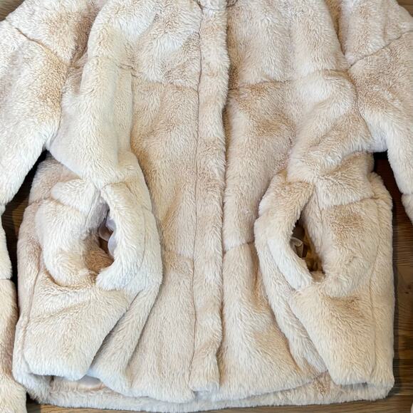 Ambiance Outerwear Faux Fur Shearling Teddy Jacket Ivory Womens Size Large - Picture 2 of 9